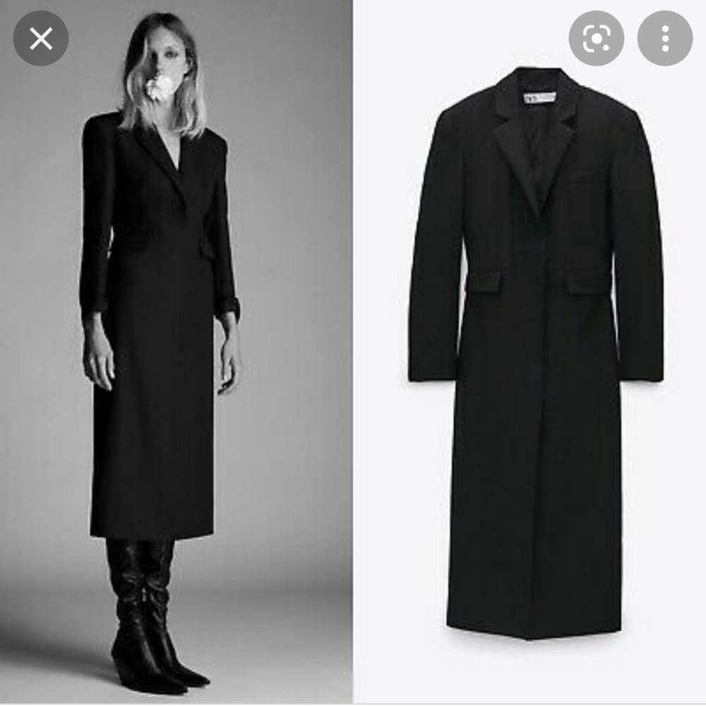 Sold Out Zara black lapel collar dress coat jacket - Picture 2 of 4